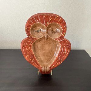 Large Midcentury Owl Ashtray Trinket Dish // Ceramic // 10.5" x 8"